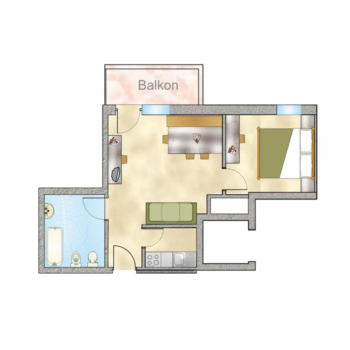 Apartment 40 m2 bis 4 Personen